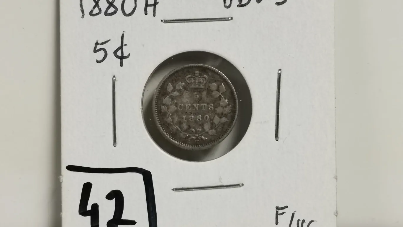 1880H OBV3 5 cent coin, silver F/VG