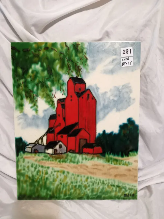 Ceramic Tile Elevator Artist Signed Painting 11x14”