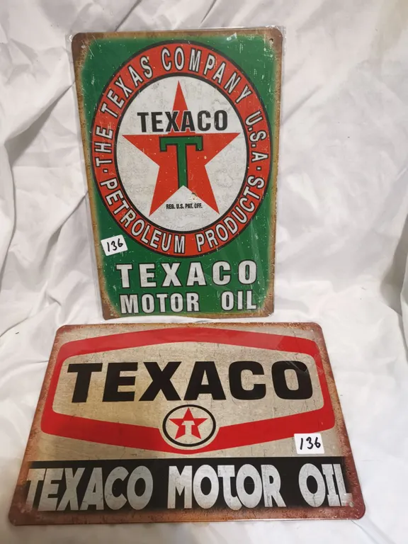 Two Texaco Tin Signs