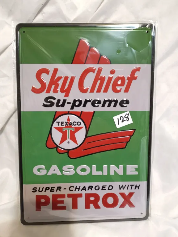 Embossed Texaco Sky Chief Tin Sign