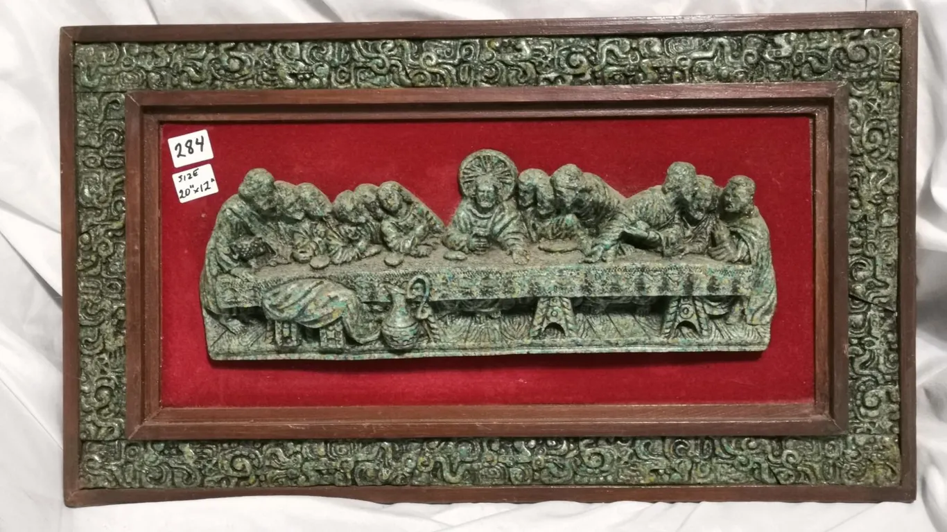 Vintage Last Supper Framed 3D Wall Plaque