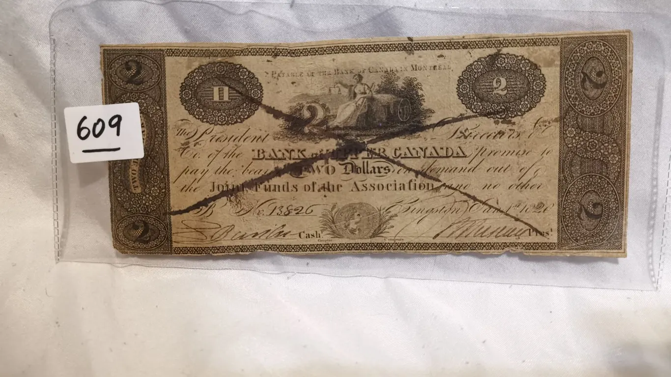 Rare 1820 Bank of Upper Canada $2 Bill