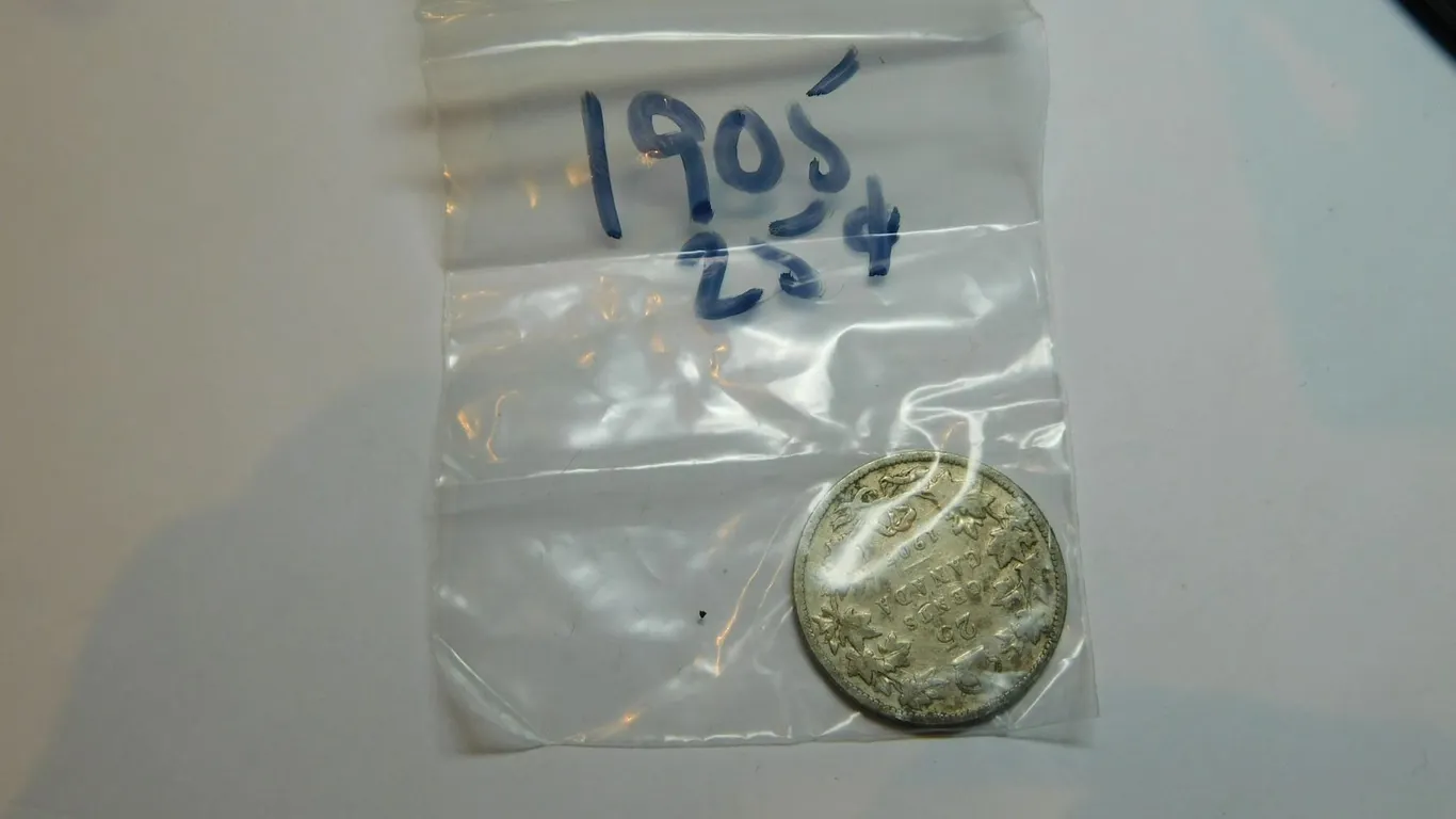 1905 STERLING SILVER TWENTY-FIVE CENT