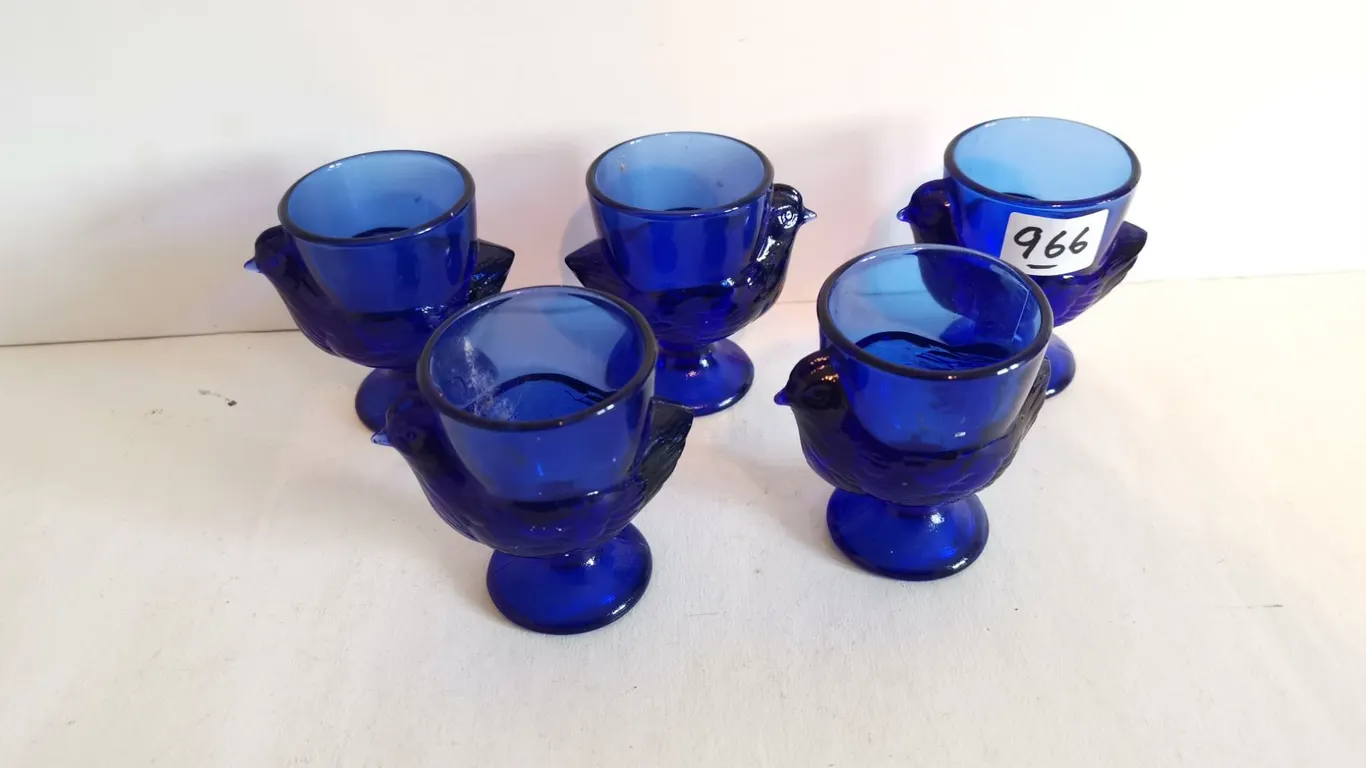 Vintage Cobalt Blue Chicken Egg Cups – 2.5” tall