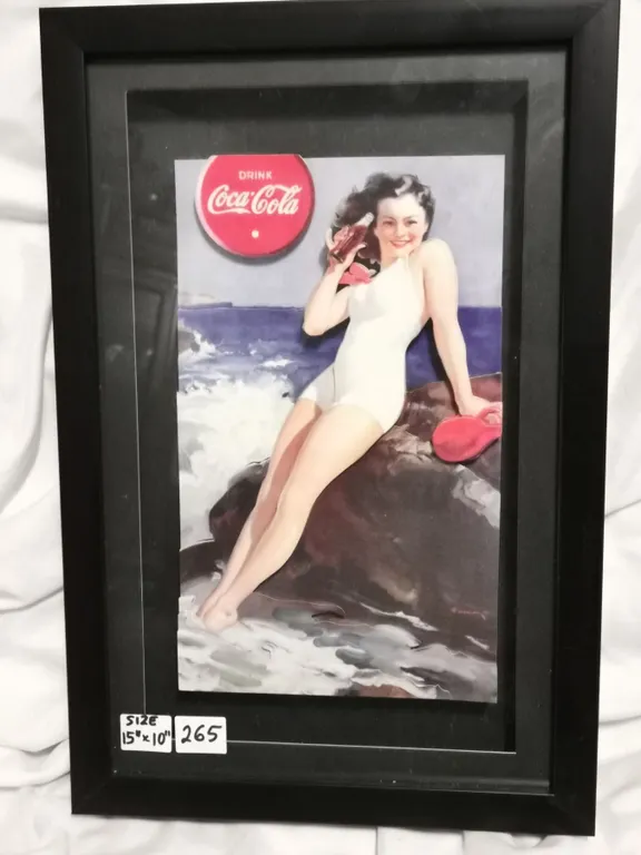 Framed 3-D Coca-Cola Ad Art by Ralph Sutton Designs, 10x15”