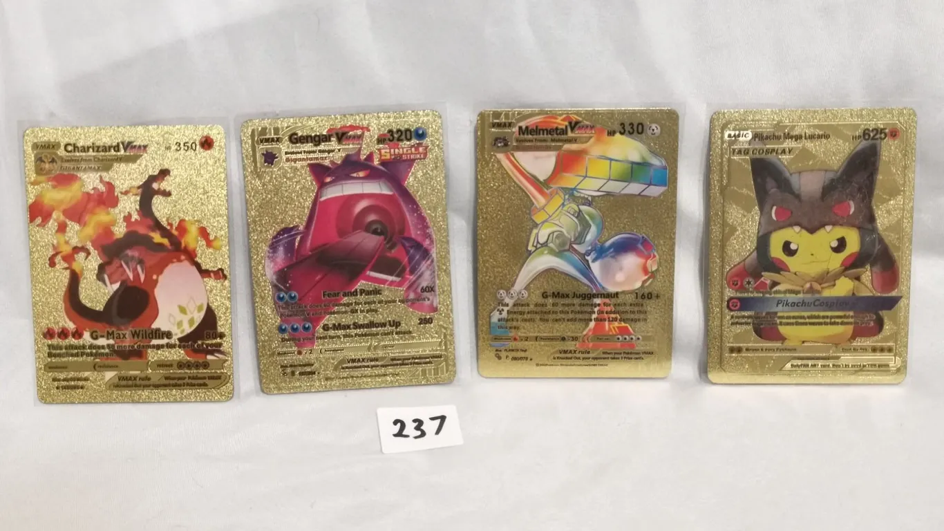 (4) Custom Fan-Art Gold Foil Pokemon Cards