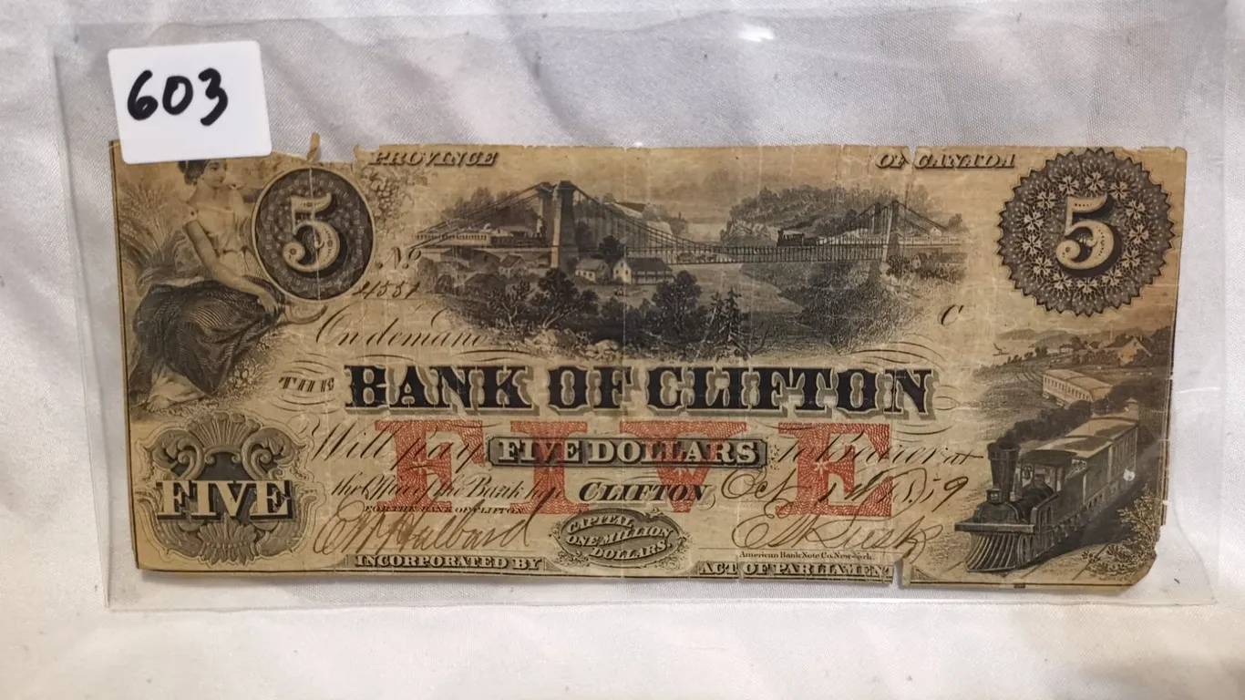 1859 Bank of Clifton $5 Bill