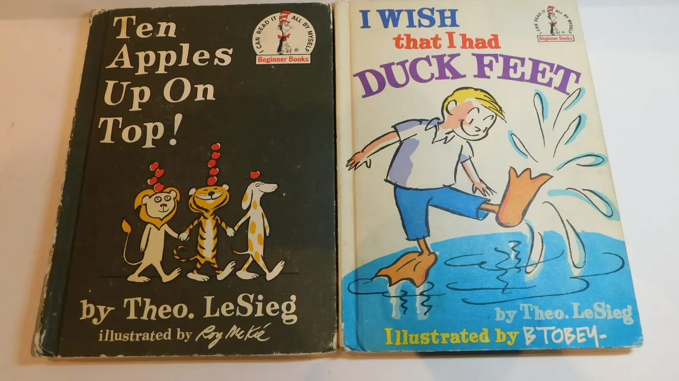 2- DR. SEUSS BOOKS, “TEN APPLES UP ON TOP”, AND “I WISH THAT I HAD DUCK F