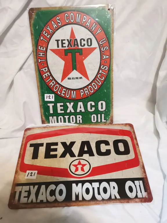 Two Texaco Tin Signs