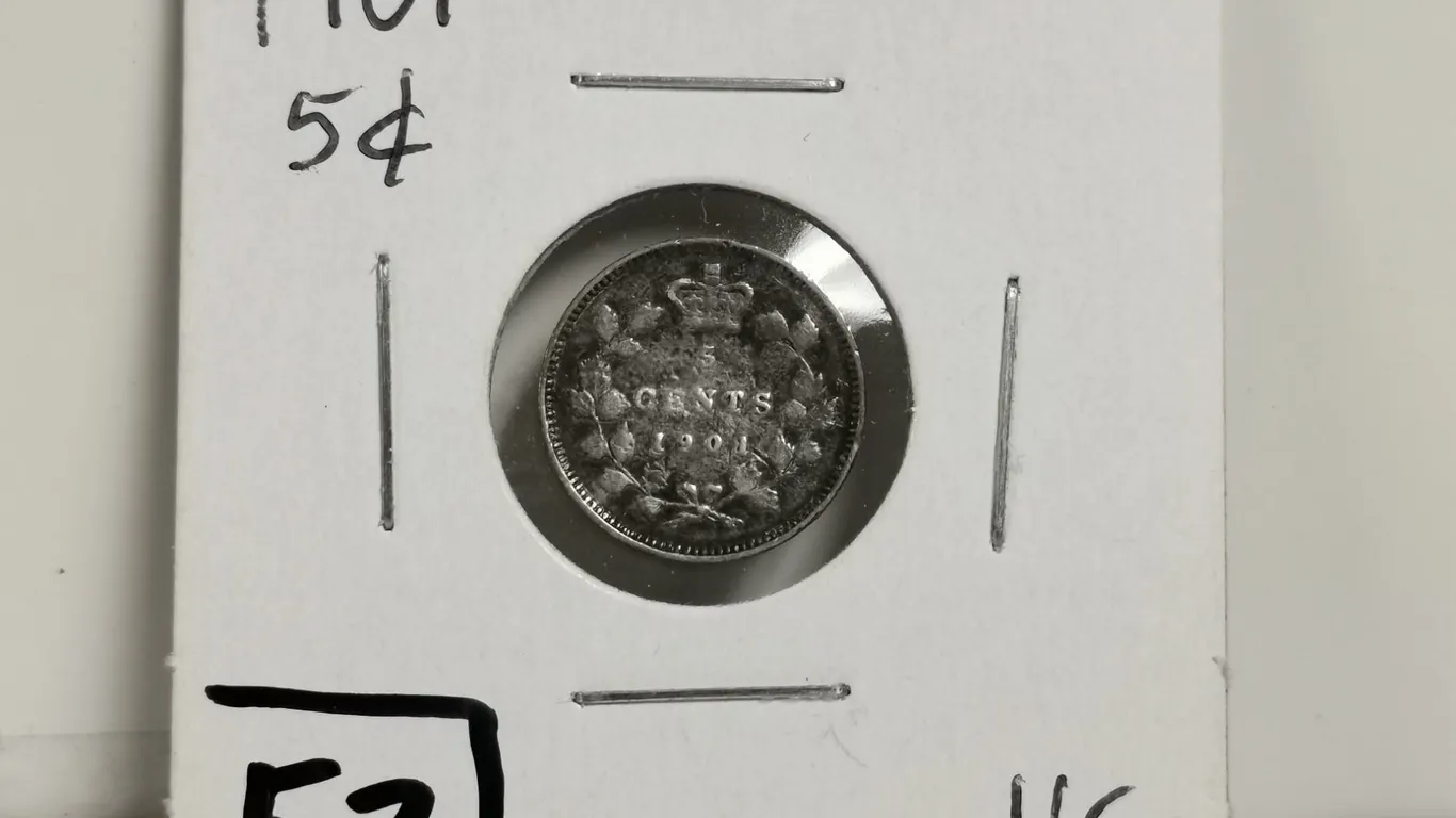 1901 Silver 5 cent coin