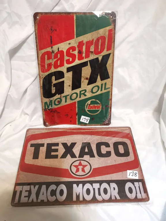 Castrol and Texaco Tin Signs