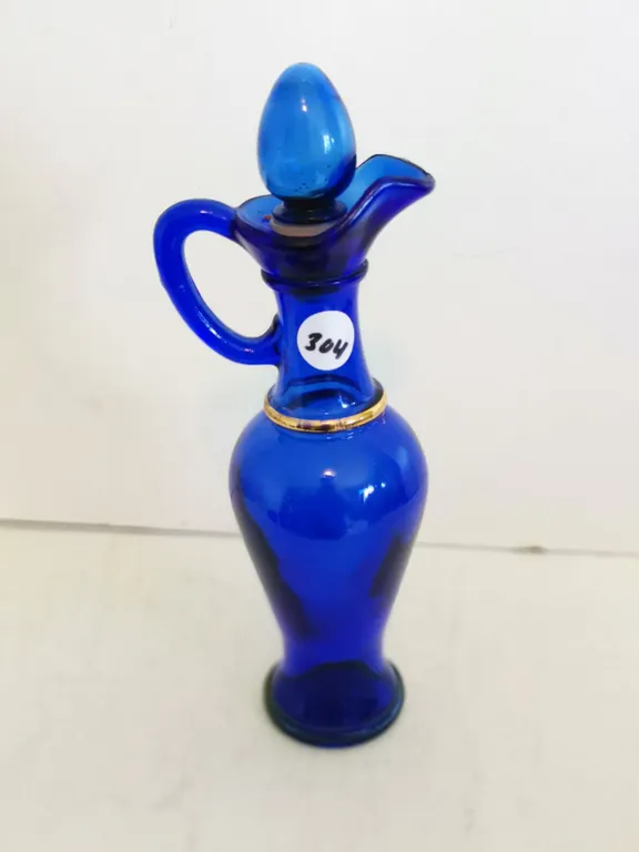 Vintage Avon Cobalt Blue Glass Pitcher, 9”
