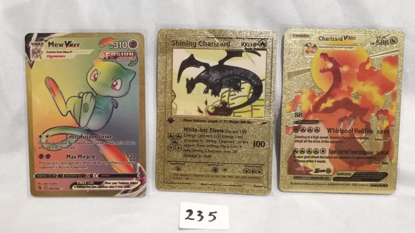 (3) Custom Fan-Art Gold Foil Pokemon Cards