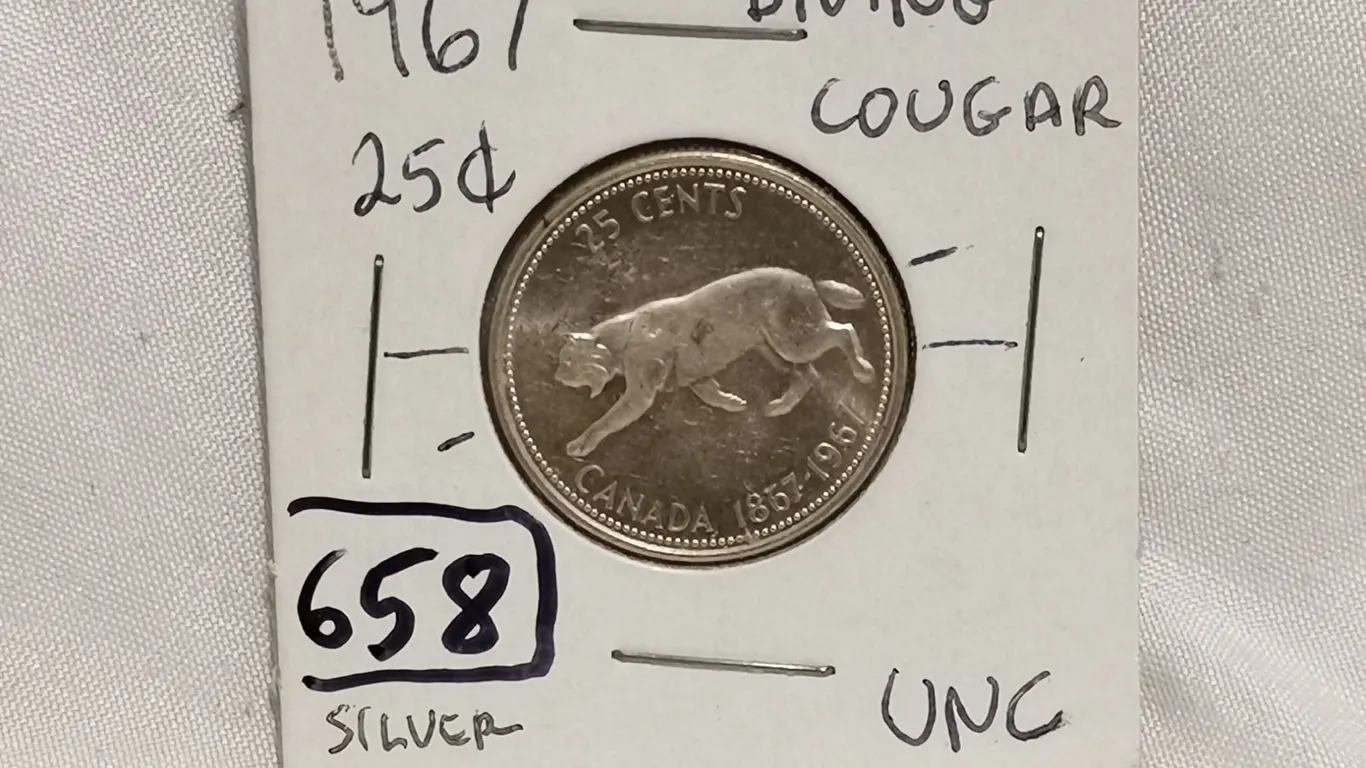 1967 Silver 25 cent, UNC, Diving Cougar