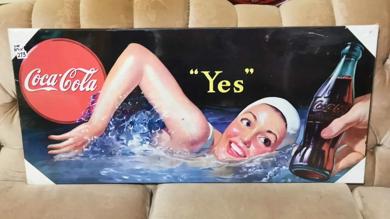 Large 16x35” Coca-Cola Swimming Ad Art Print