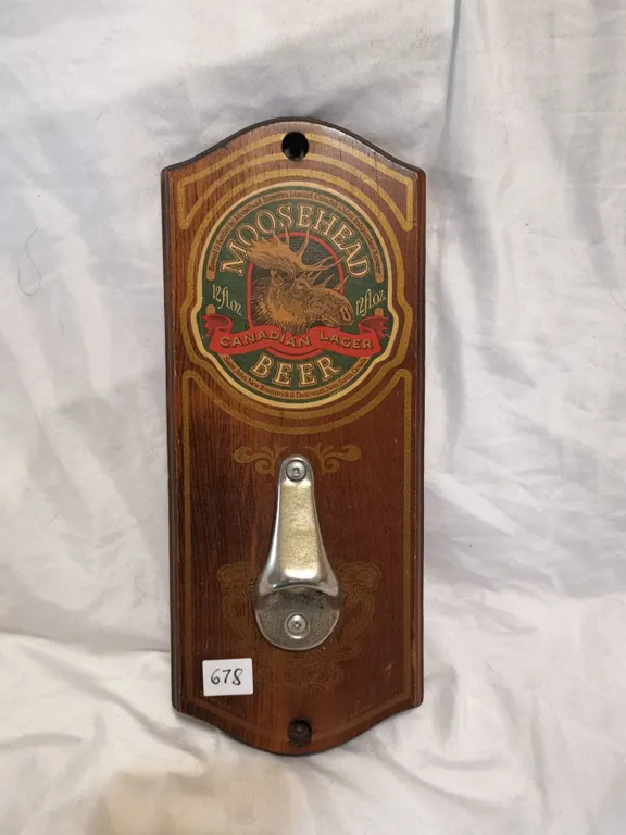 Old Wooden Canadian Moosehead Bottle Opener