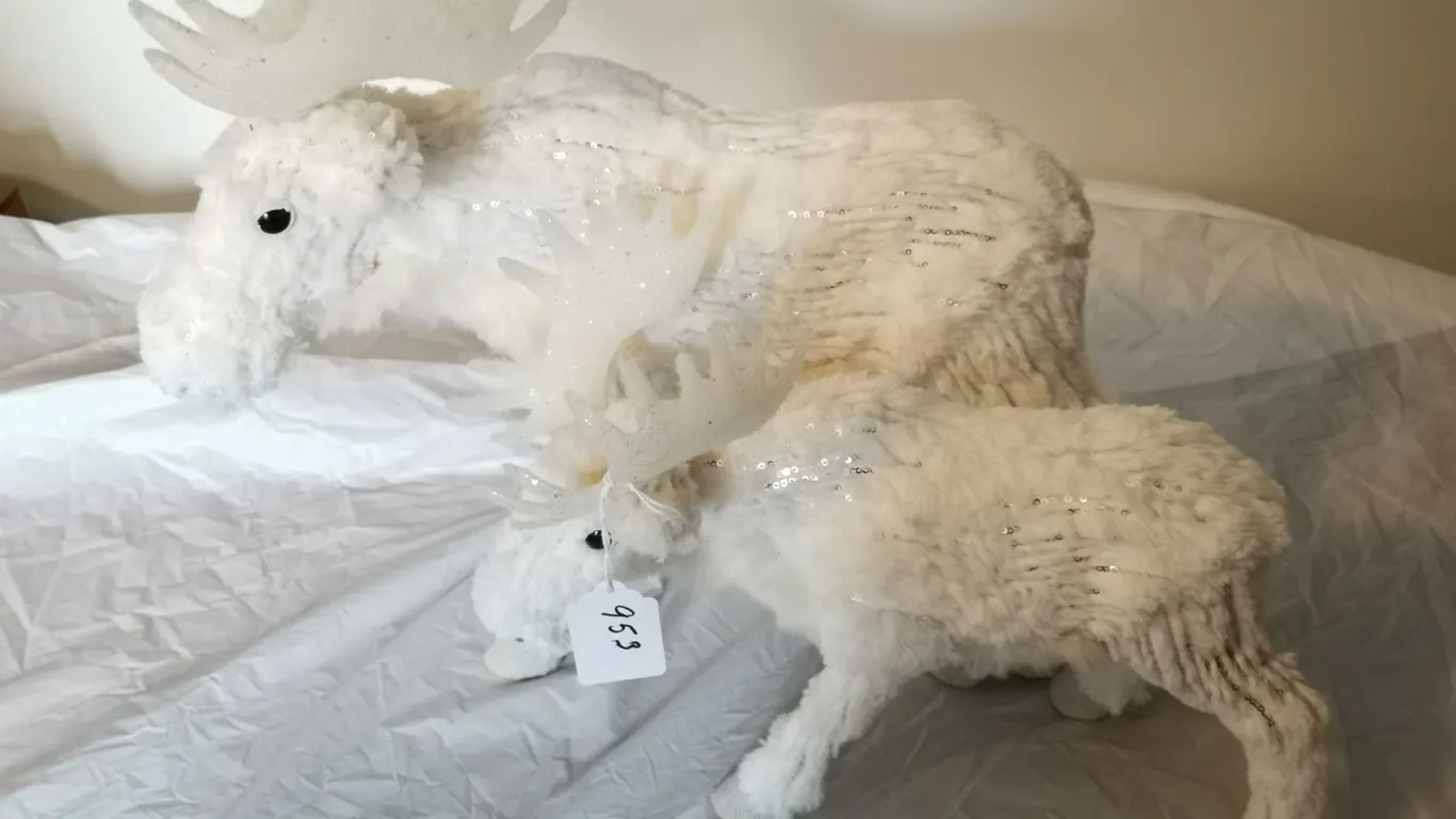 (2) Moose Figurines – 15” & 11”
