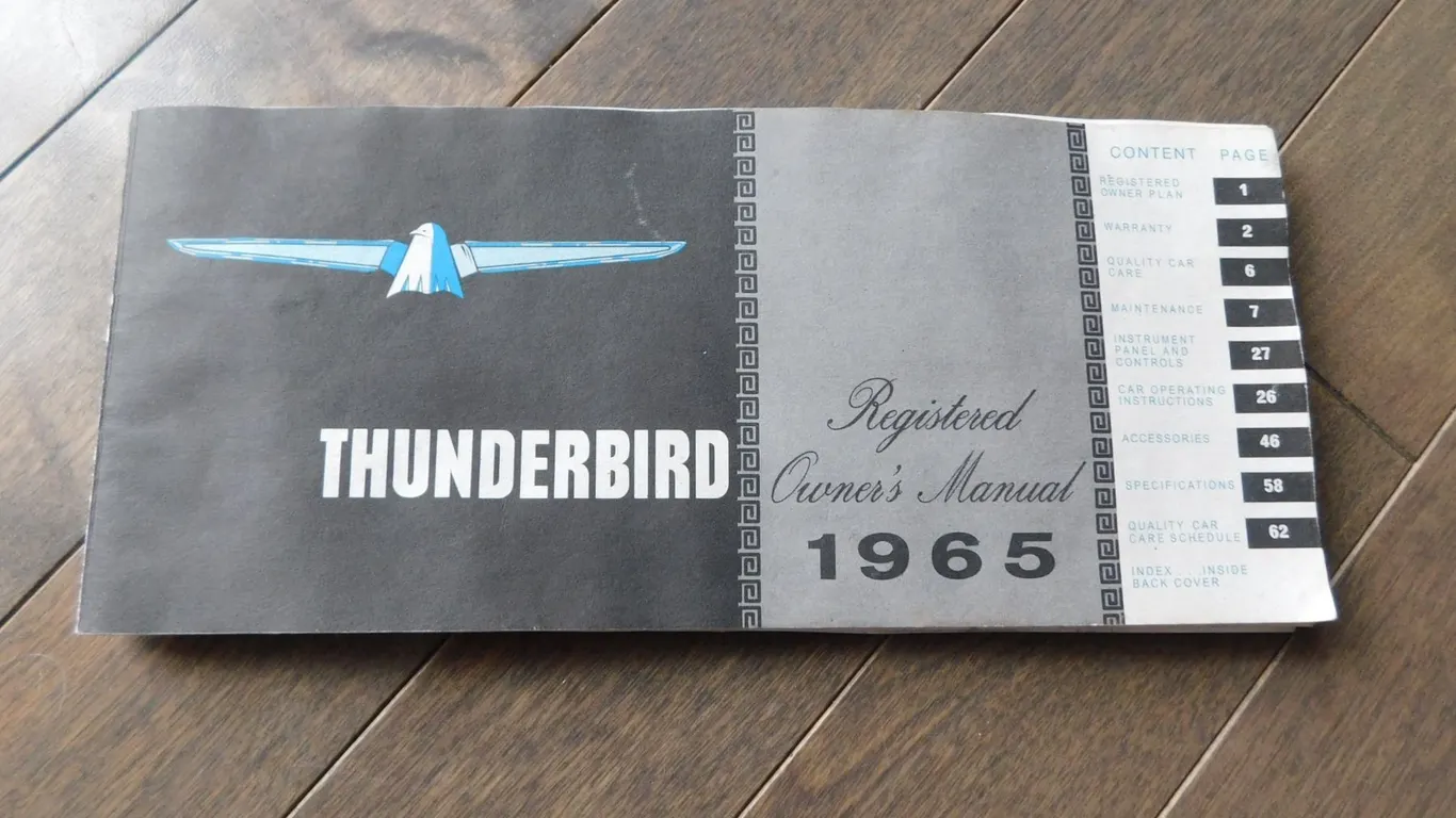 1965 FORD THUNDERBIRD, REGISTERED OWNER’S MANUAL