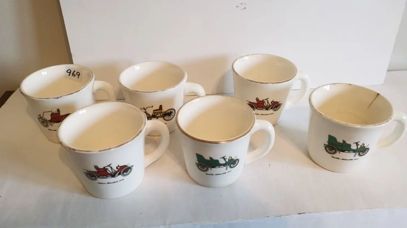 (6) Vintage Automobile Cups – Made in USA