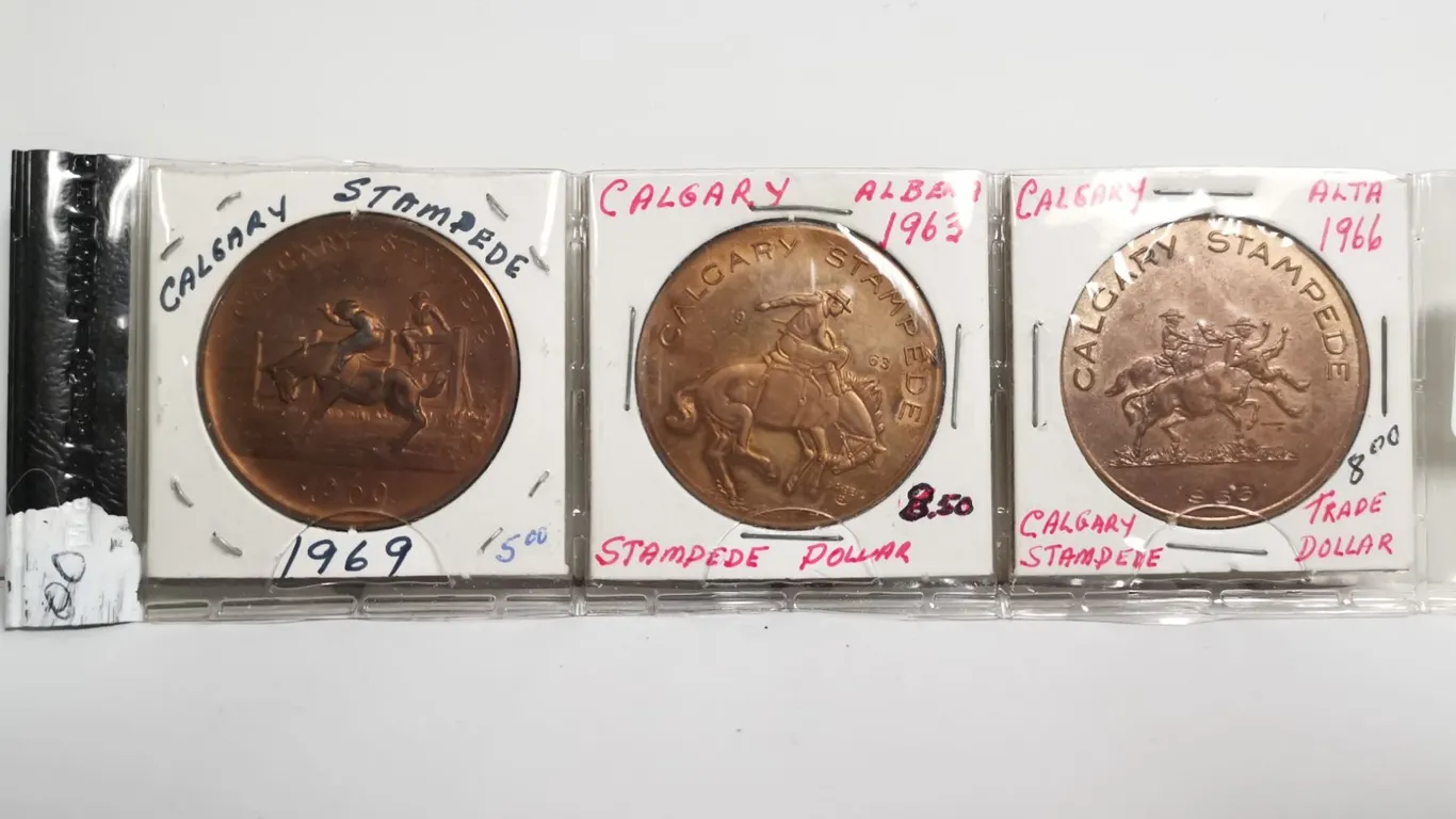 Three Calgary Stampede Trade Dollars 1963, 66, 69