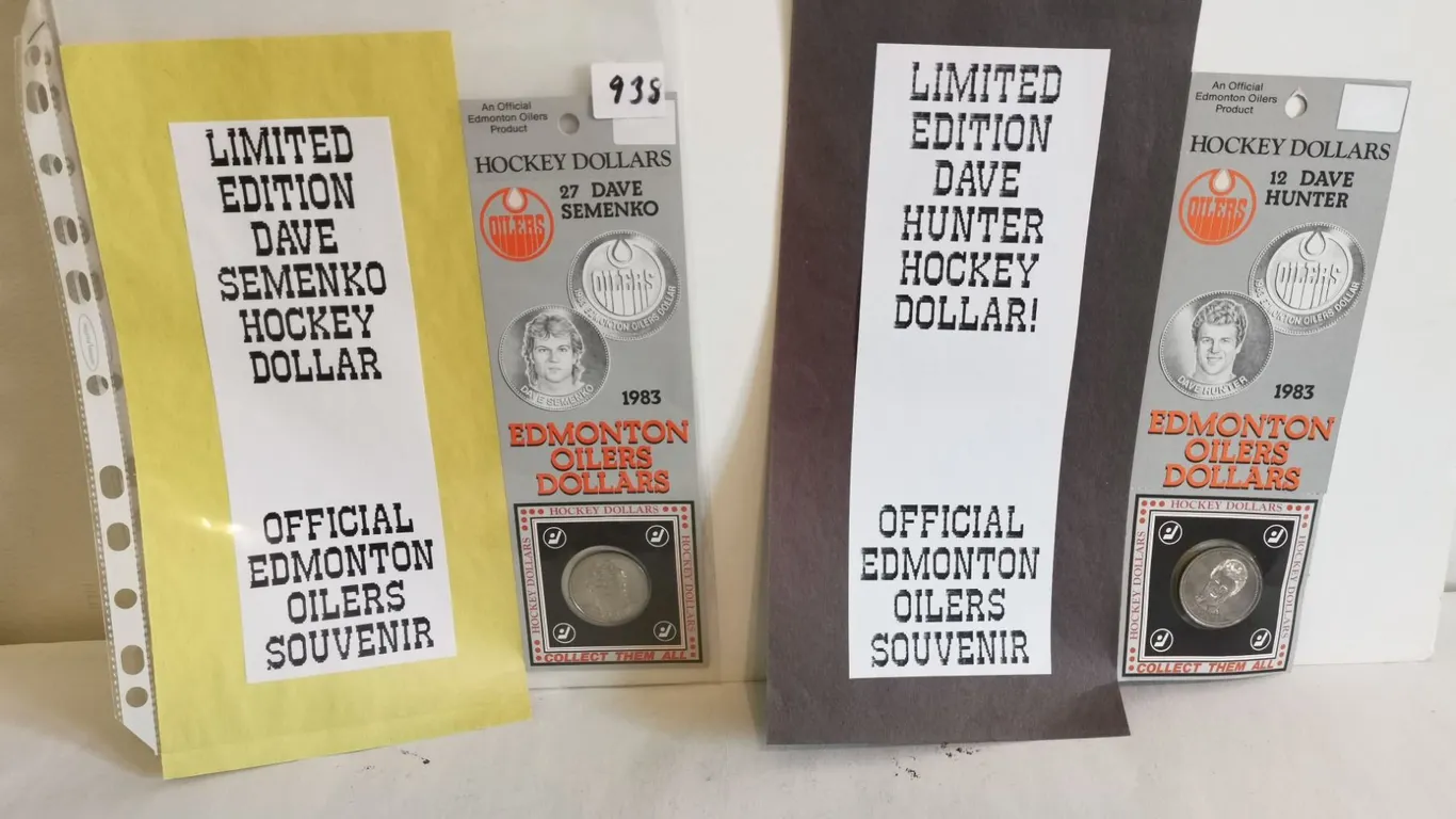 Oilers Dave Semenko & Dave Hunter Hockey Tokens