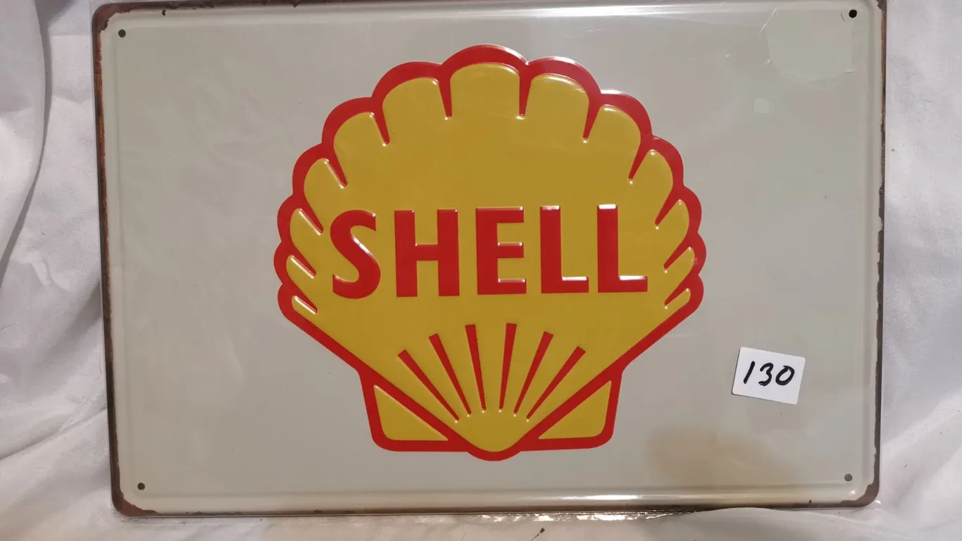 Embossed Shell Oil Tin Sign