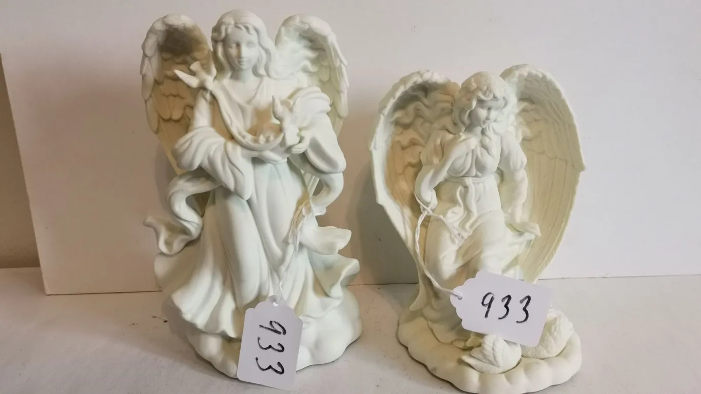 (2) Party Lite Angel Candle Holders, 6.5” & 8”