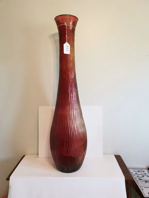 39” Tall Glass Amber Vase
