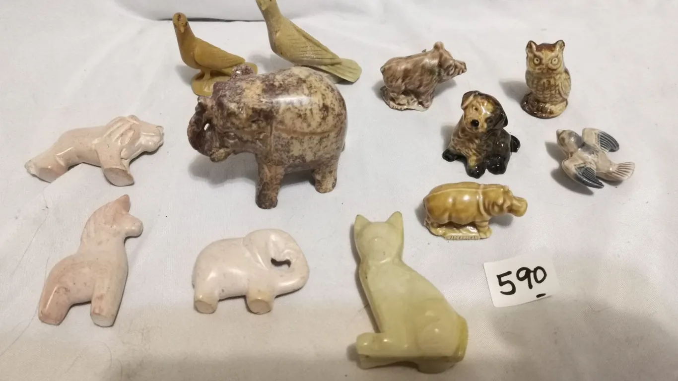 Stone and stoneware animal figurines