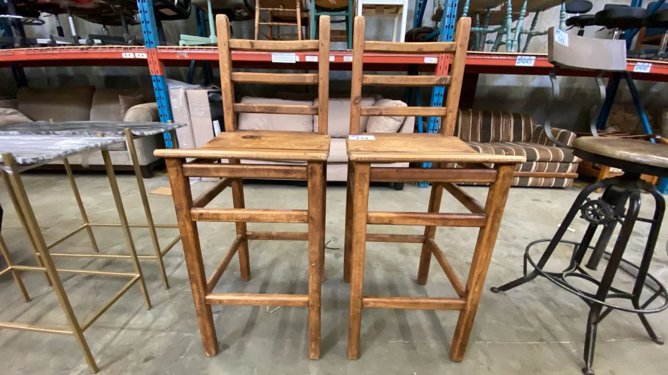 PAIR OF MEXICAN PINE BAR STOOLS