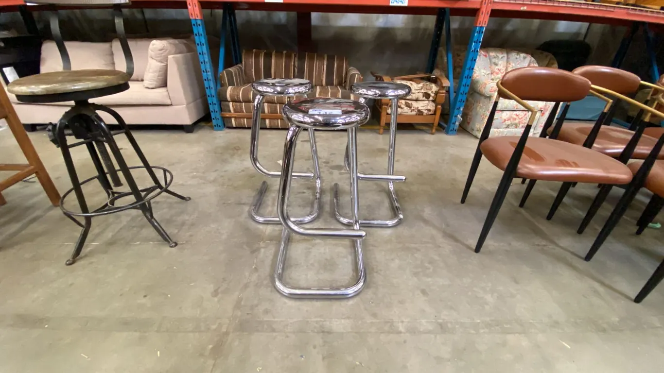 GROUP OF 3 CHROME FINISH BAR STOOLS