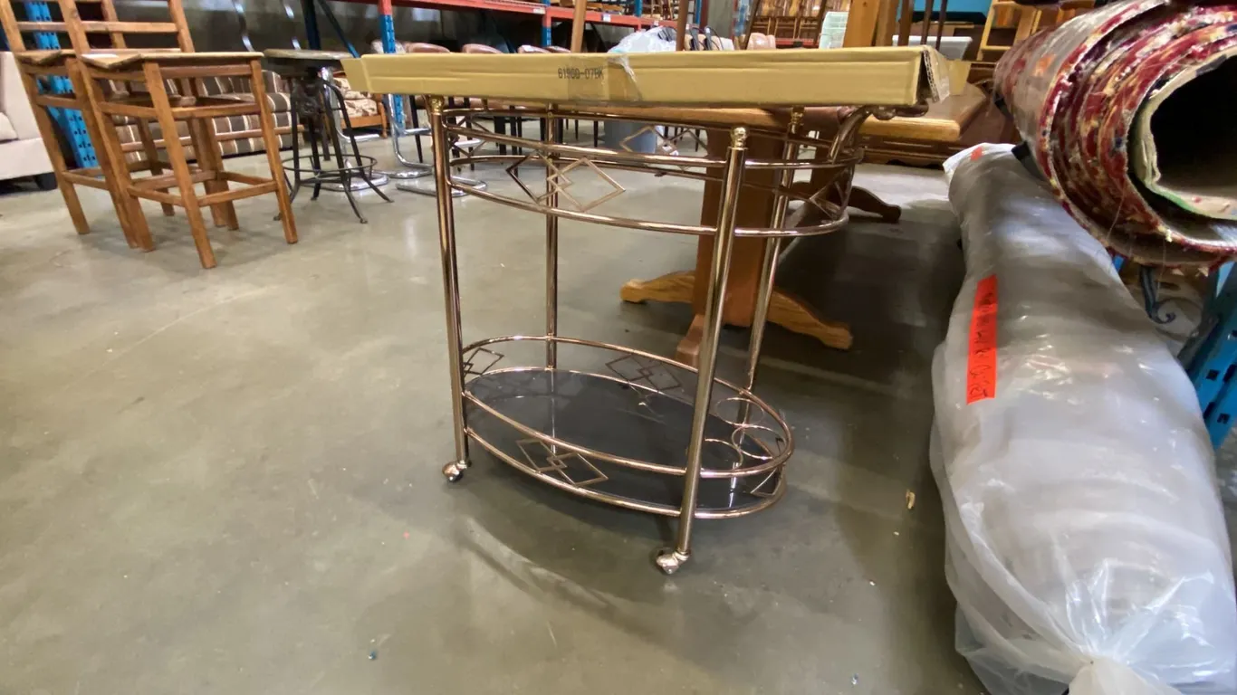 BRASS & GLASS ROLLING DRINK CART