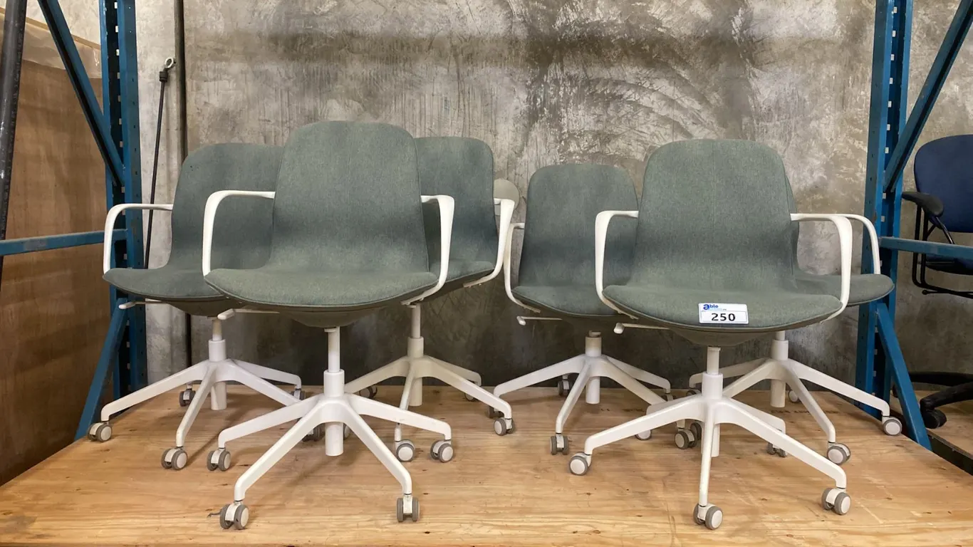 SET OF 6 IKEA GREY & WHITE OFFICE CHAIRS