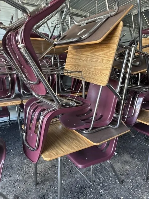 set of 4 student desks