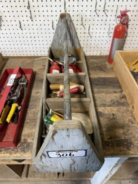 Wood Carpenter's Tool Box c/w Contents