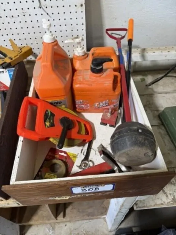 Wooden Box, Lufkin 30m Tape, Magnets and
