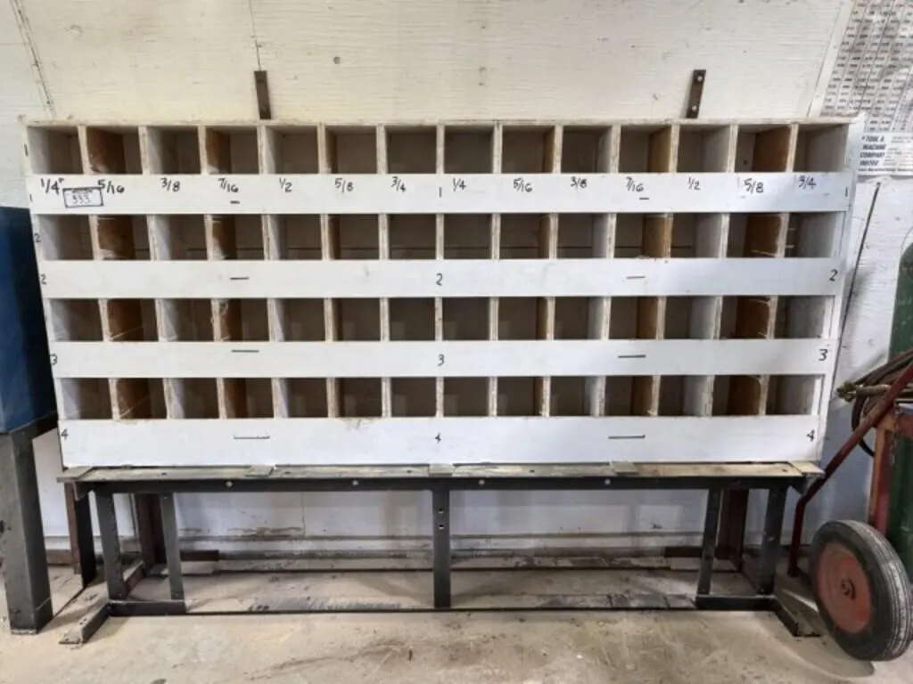 Homemade Wooden Bolt Bin on Stand (56 Bins)