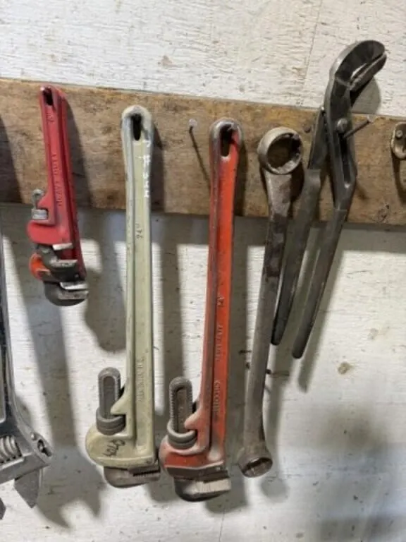 4 Pipe Wrenches & 14" Channel Locks and