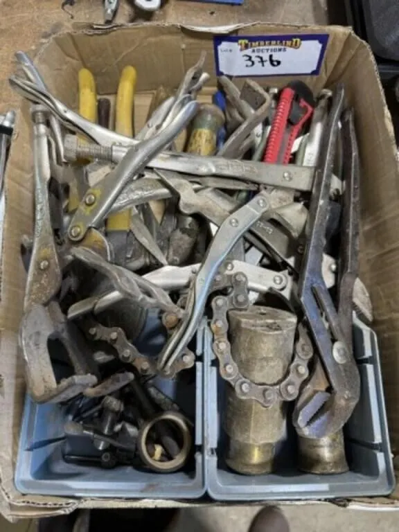 Box of Pliers, Vise Grips and Misc