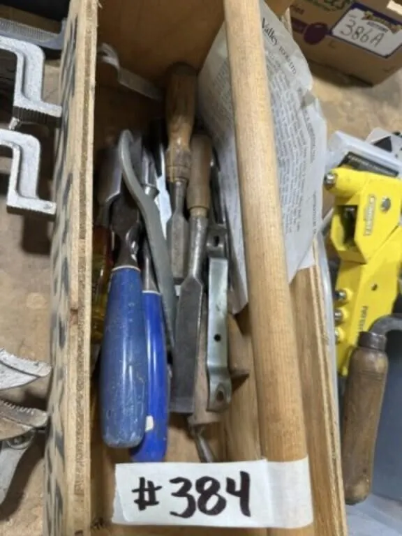 Draw Knife, Wood Chisels in Wooden Box