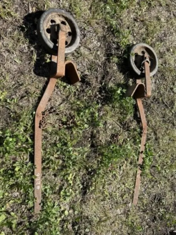 2 Homemade Transport Wheels for Horse Drawn Disc
