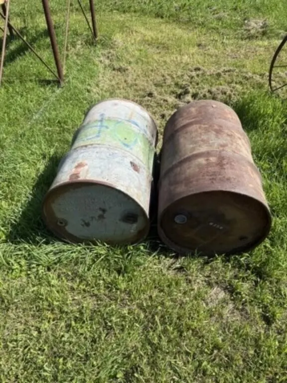 2 - Antique 45 Gallon Oil Barrels