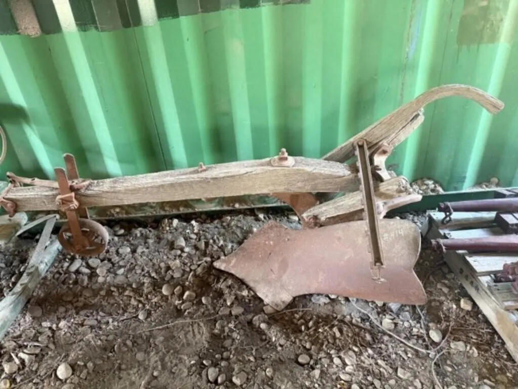 Very Old Wooden Beam Roll Over Single Bottom Plow