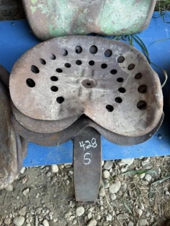 3 Tin Tractor Seats - 1 with Bracket