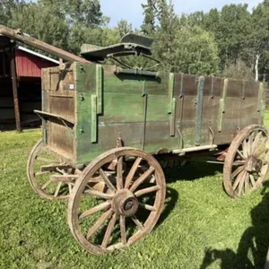 1918 Wooden Wheel Wagon c/w Seat & Grain Box