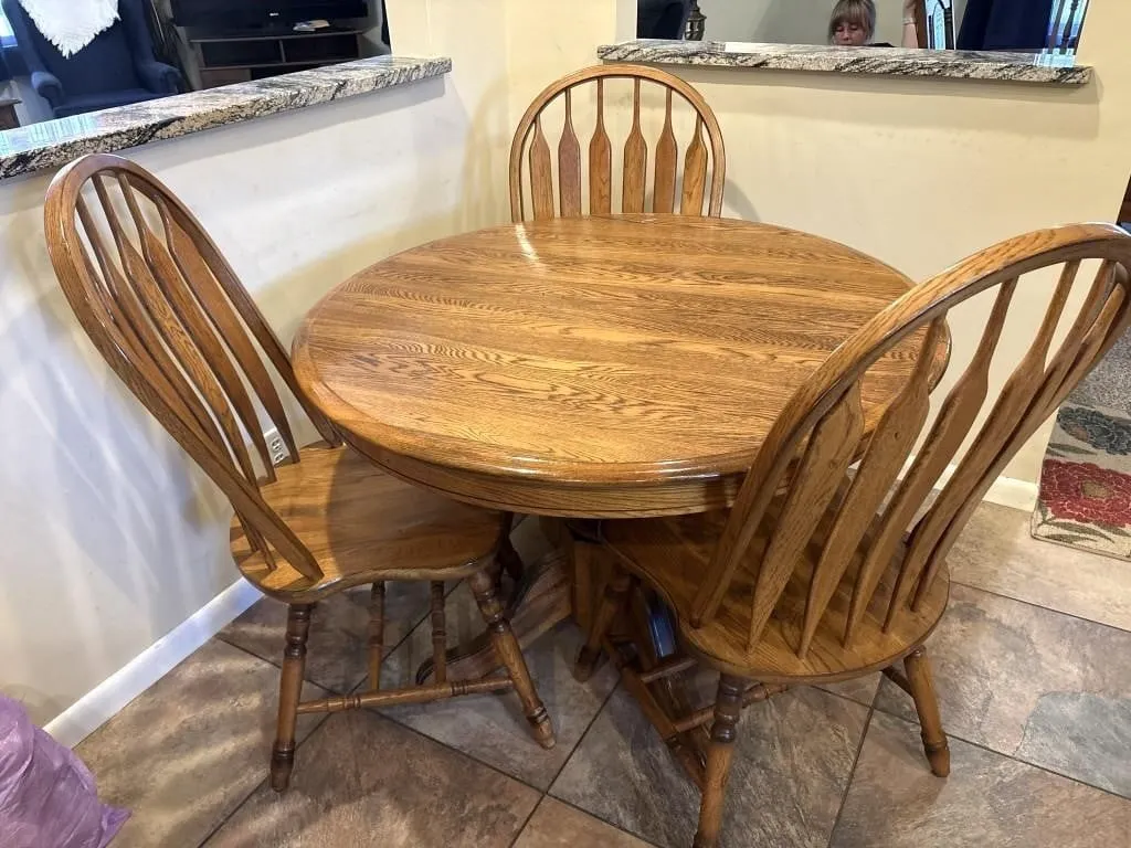 Oak Kitchen Table & (3) Chairs, 42”