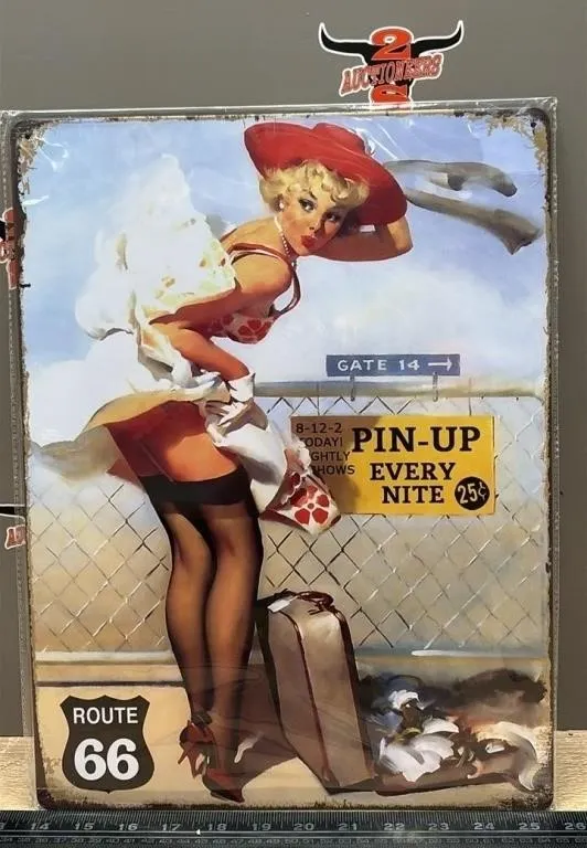 Pin Up Every Nite Tin Sign 11.5�Wx15.5�H.