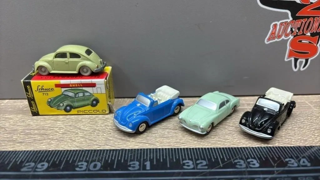 4 Asst. Schuco Piccolo Cars 1:90. 1 Shell & 3