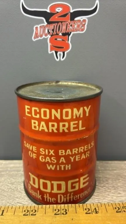 Dodge Oil Barrel Coin Bank. 4�H. *SC