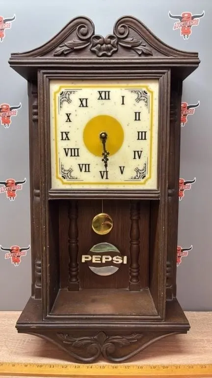 Vintage Plastic Pepsi Electric Wall Clock.